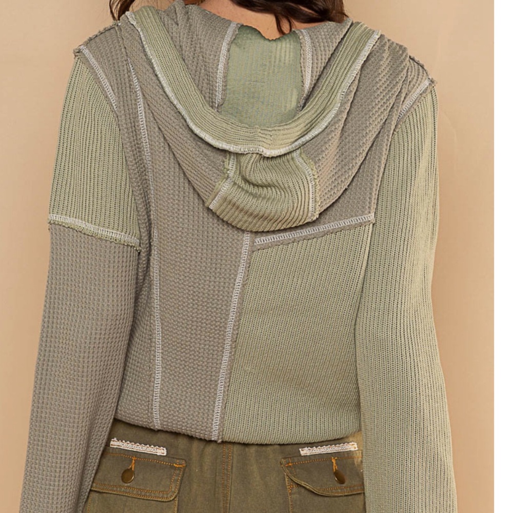 💙 $36 STARTS #284 POL Knit Color Block Hoodie Jacket Top Long Sleeves SR20 - Picture 4 of 16